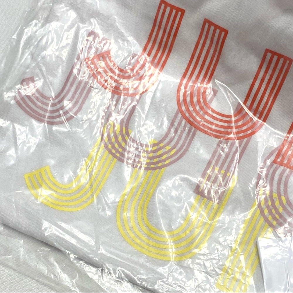 Juicy Couture Stroke Graphic Logo Tee White Orange Size Medium - Picture 3 of 4